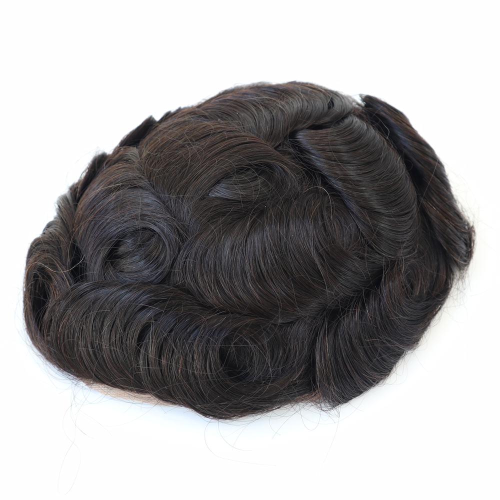 Q6 Men Toupee Indian Human Hair Replacement Systems Hairpieces Lace PU ...