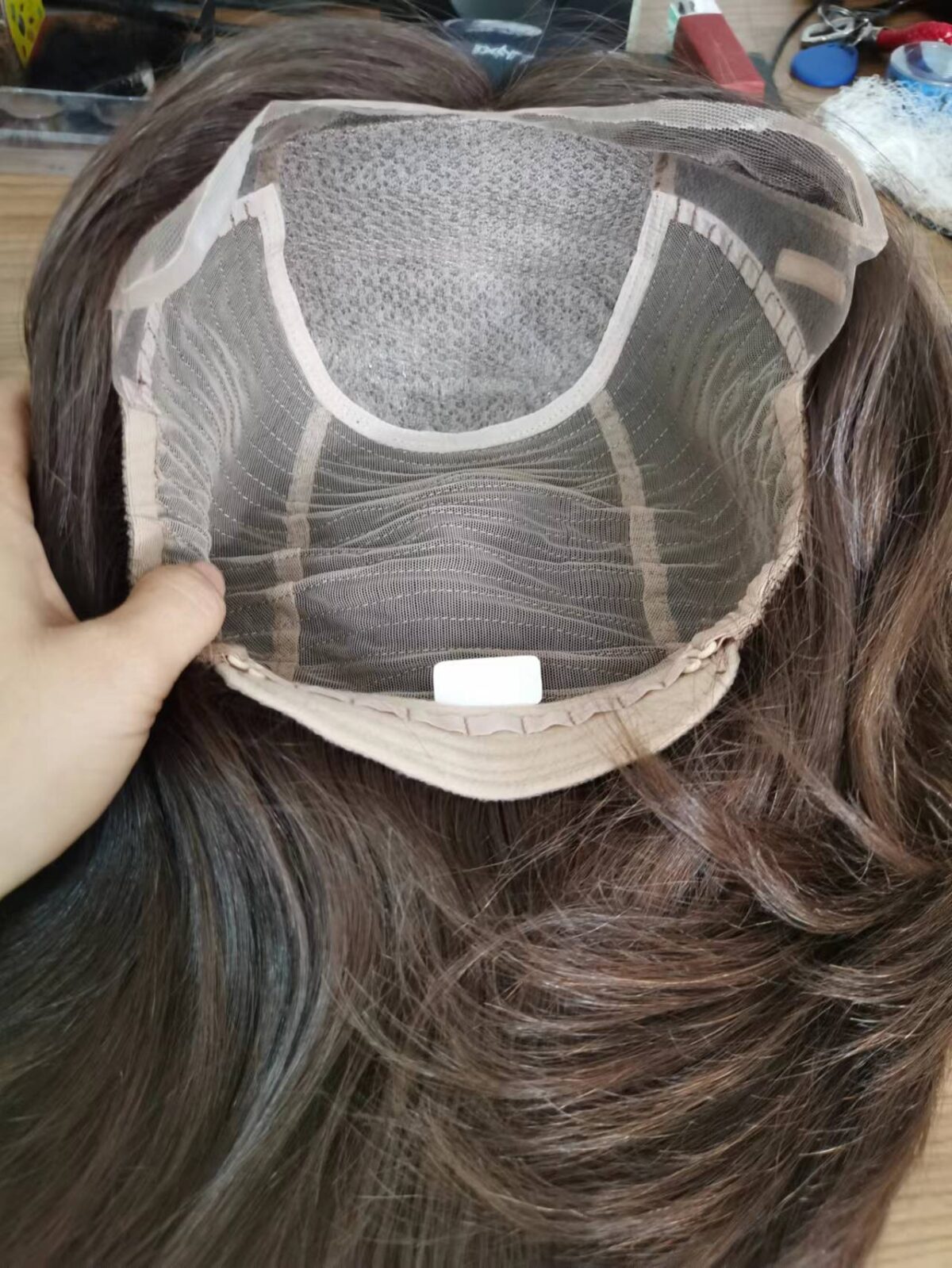4*4 silk top natural wavy 100% unprocessed virgin european human real human hair french lace front wigs with bleached knots #6 middle brown hand tied medical wigs