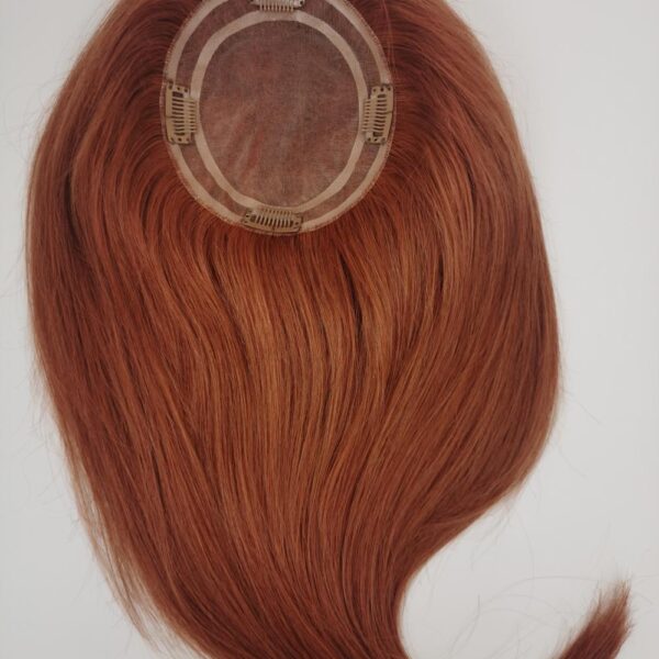 customizable luxurious copper virgin hair topper with mono base for women adding volume